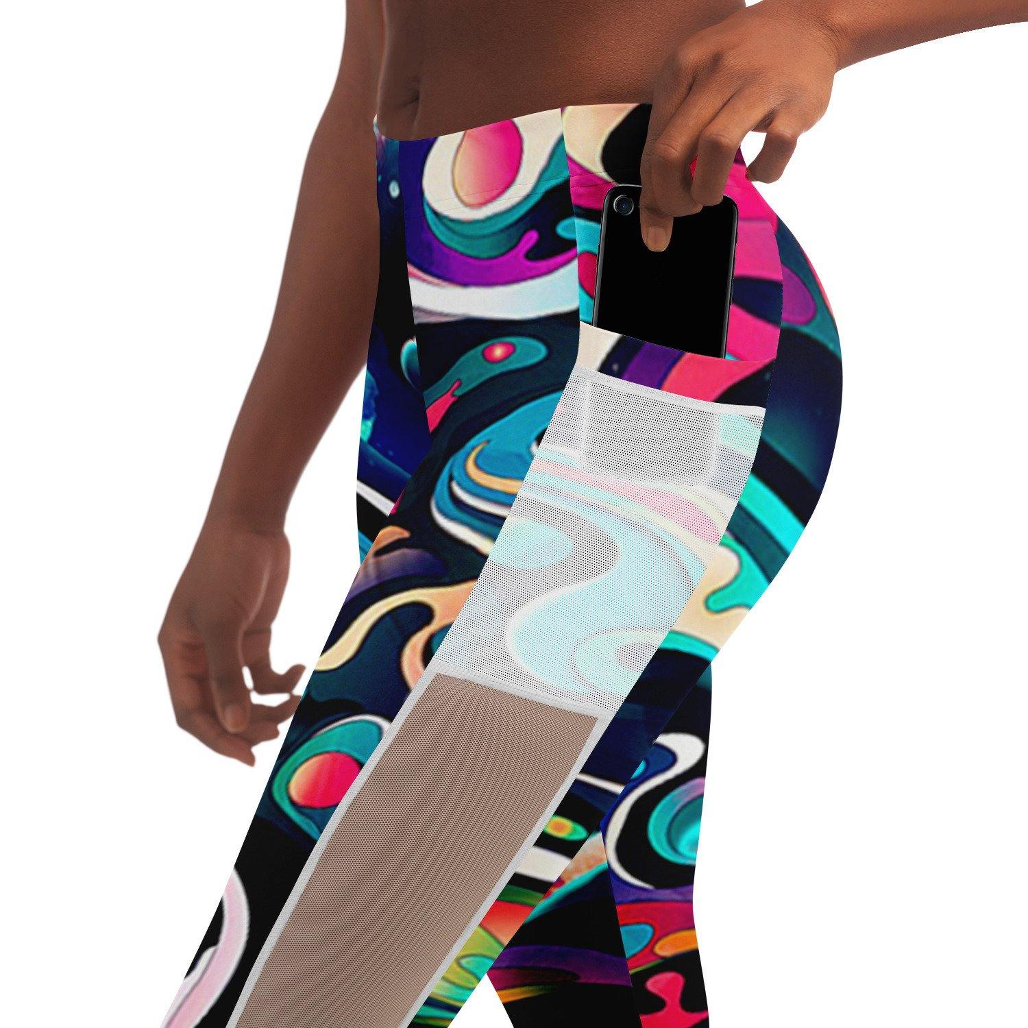 Trippy Fluid Music Festival Pocket Leggins - OnlyClout