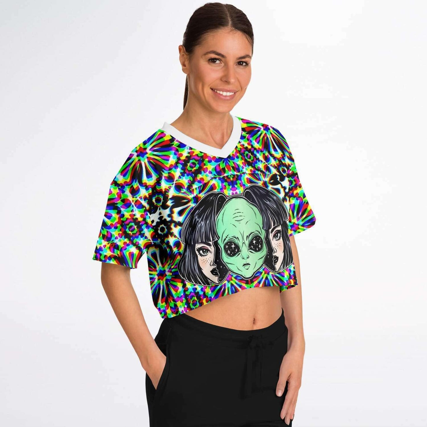  Yes I am Alien Rave Cropped Football Jersey, [music festival clothing], [only clout], [onlyclout]