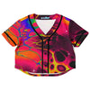  Trippy Wolf Rave Cropped Baseball Jersey, [music festival clothing], [only clout], [onlyclout]