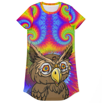 Acid Dreams Owl T-Shirt Dress