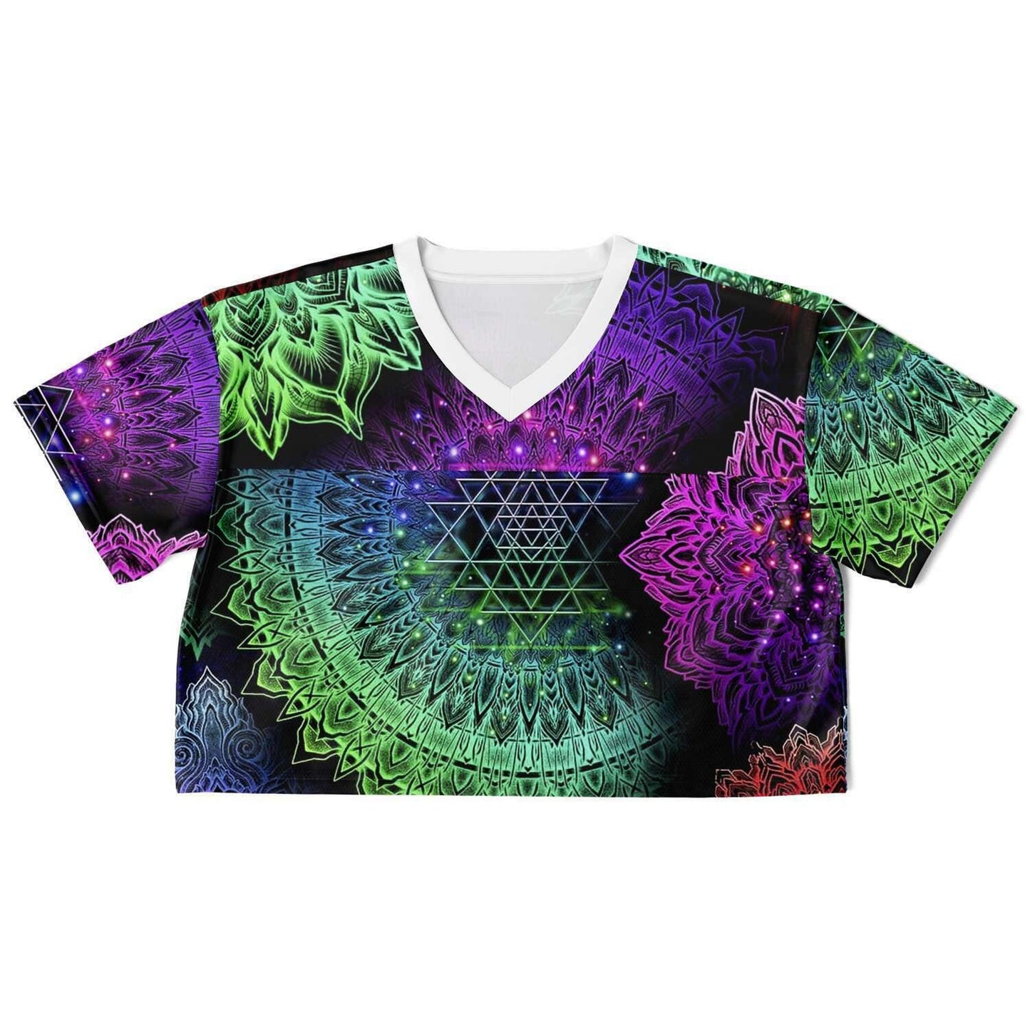  Illuminating Mandala Rave Cropped Football Jersey, [music festival clothing], [only clout], [onlyclout]