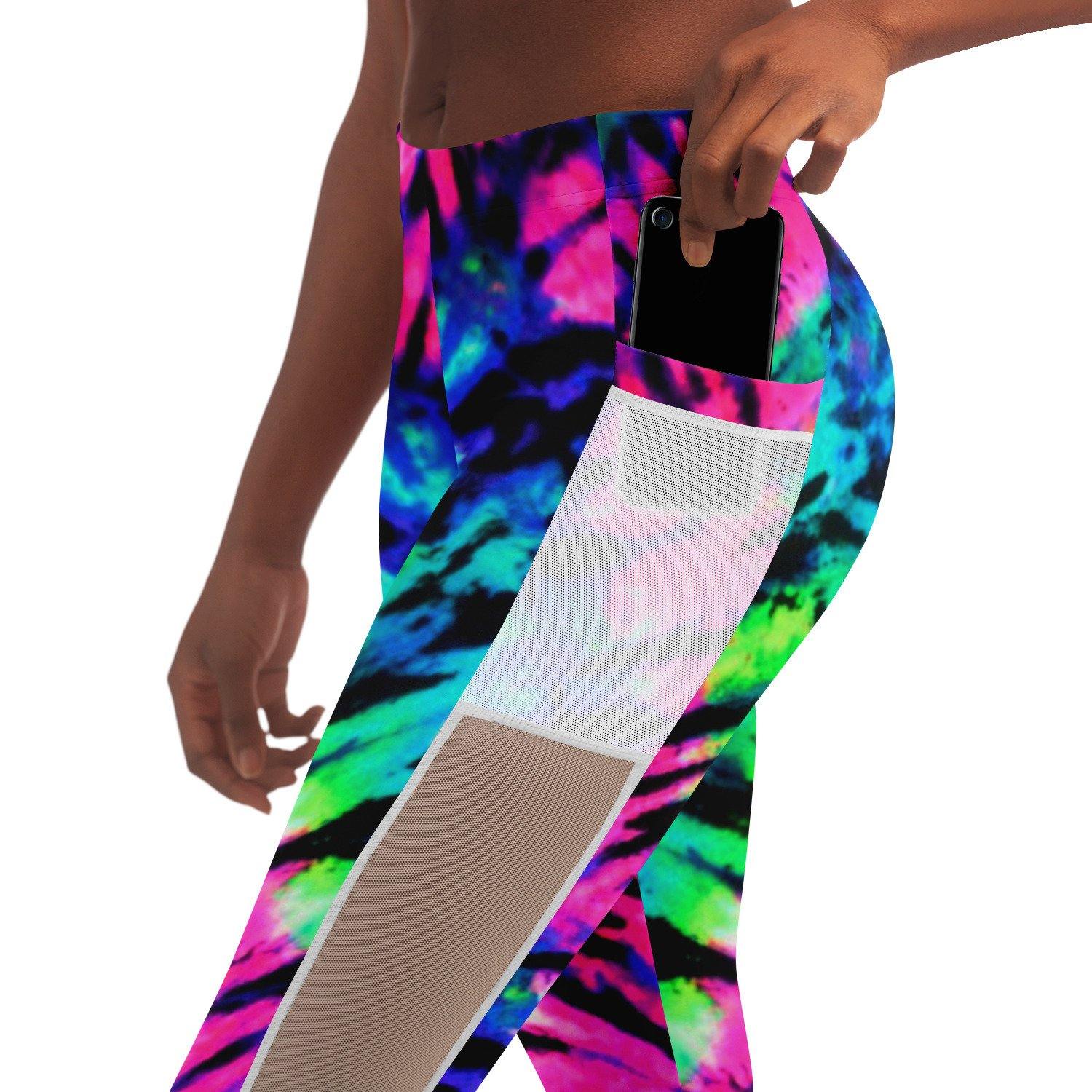 Neon Tie Dye Music Festival Poket Leggins - OnlyClout