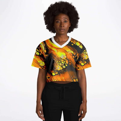 Trippy King of Oil Rave Cropped Football Jersey, [music festival clothing], [only clout], [onlyclout]