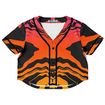 Balinese Mask Rave Cropped Baseball Jersey, [music festival clothing], [only clout], [onlyclout]