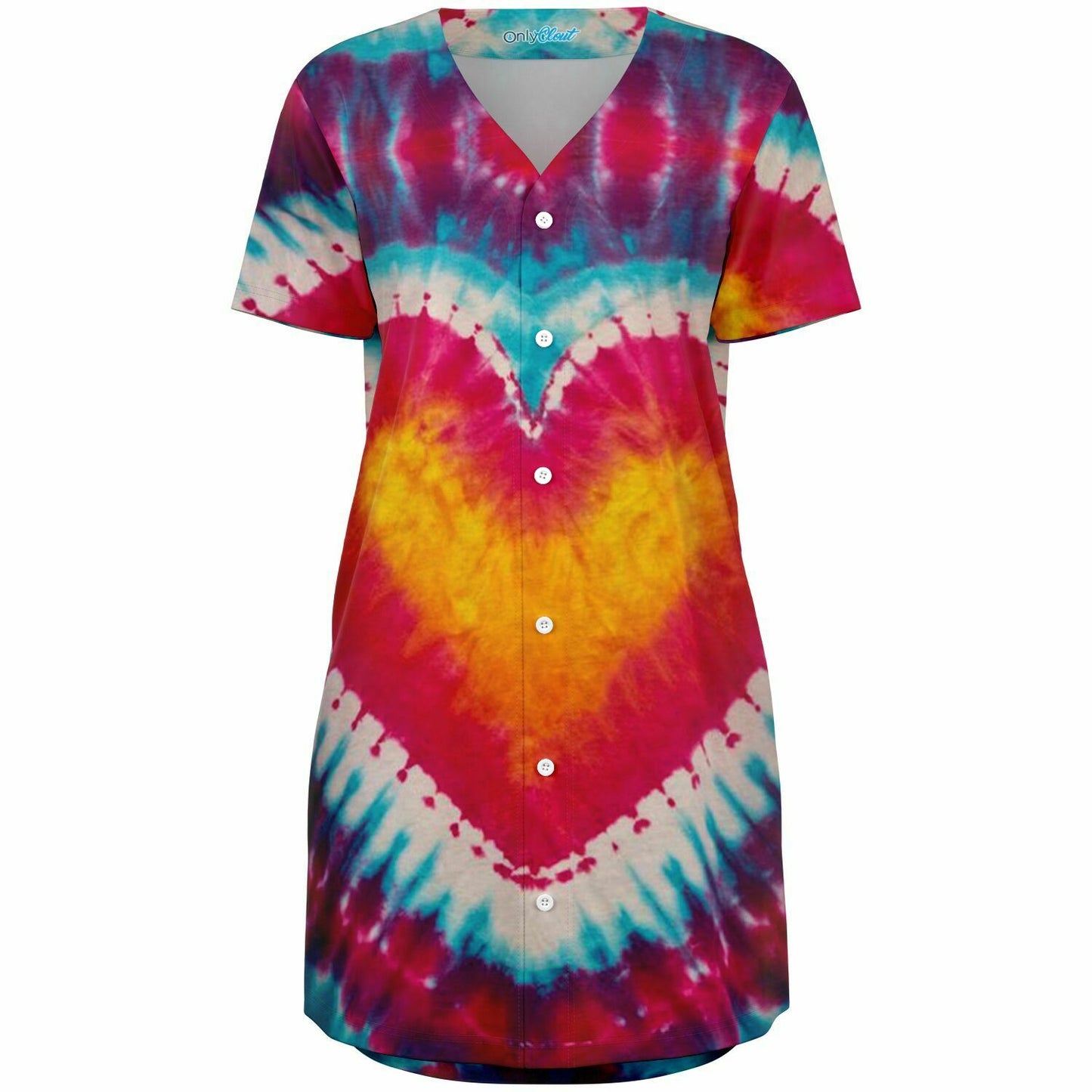 Tie-dye Heart Baseball Jersey Dress