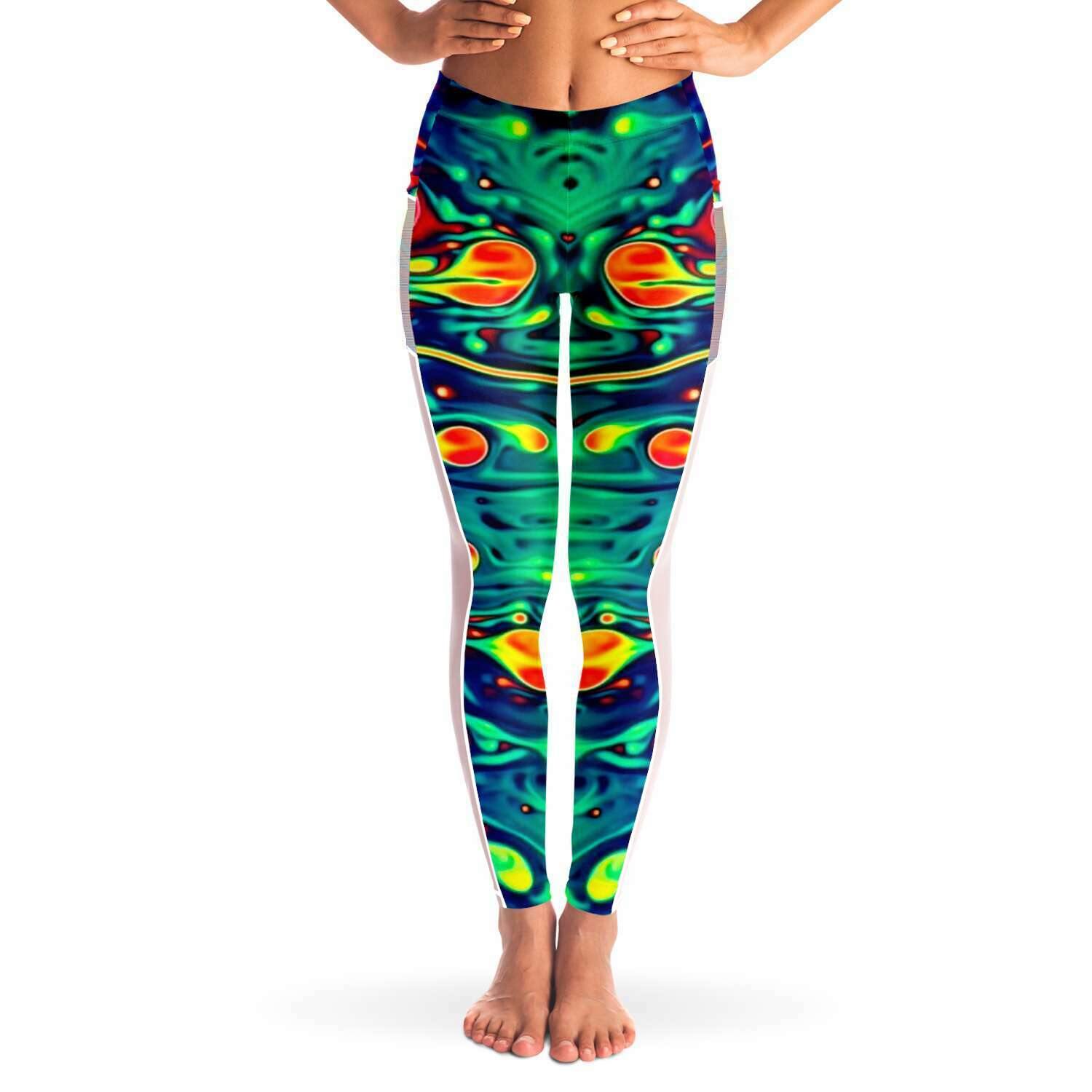 Trippy Oil Aura Music Festival Pocket Leggins - OnlyClout