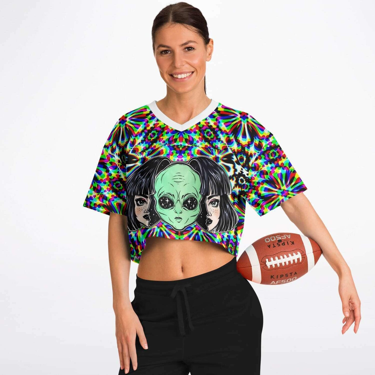  Yes I am Alien Rave Cropped Football Jersey, [music festival clothing], [only clout], [onlyclout]