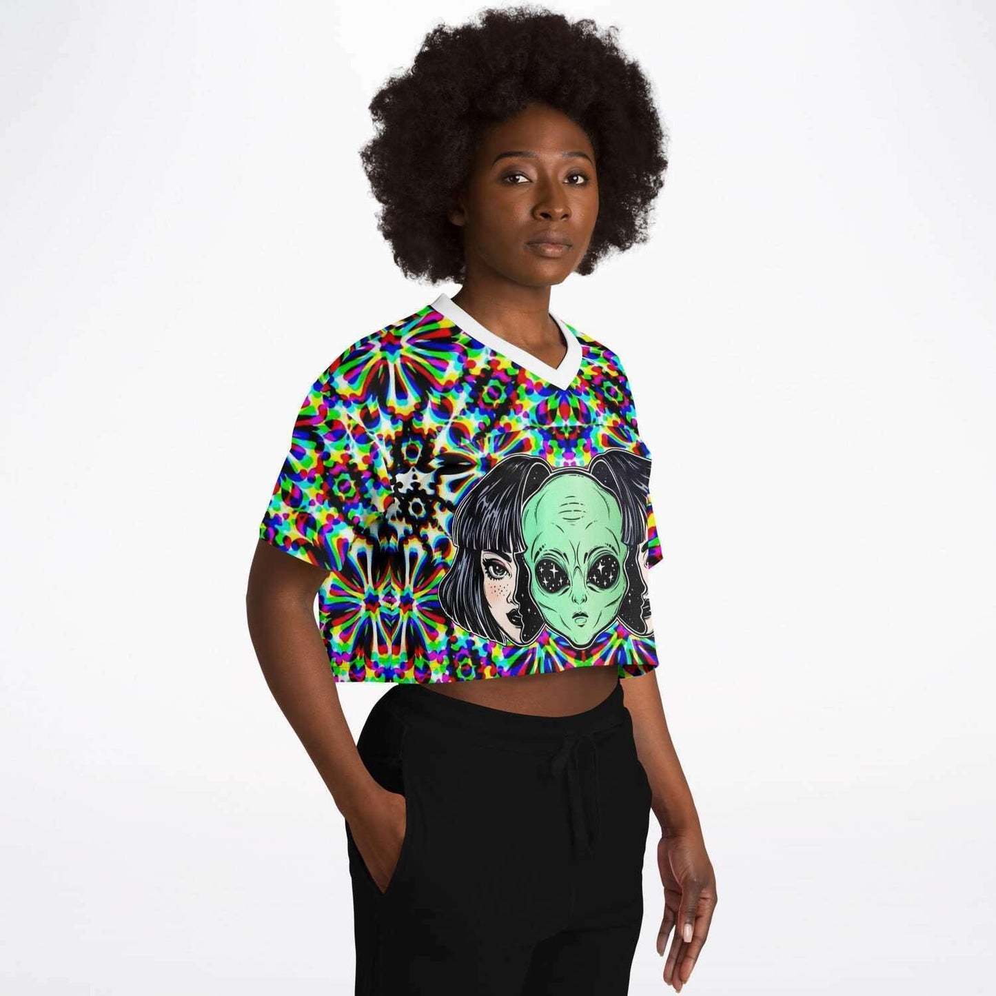  Yes I am Alien Rave Cropped Football Jersey, [music festival clothing], [only clout], [onlyclout]