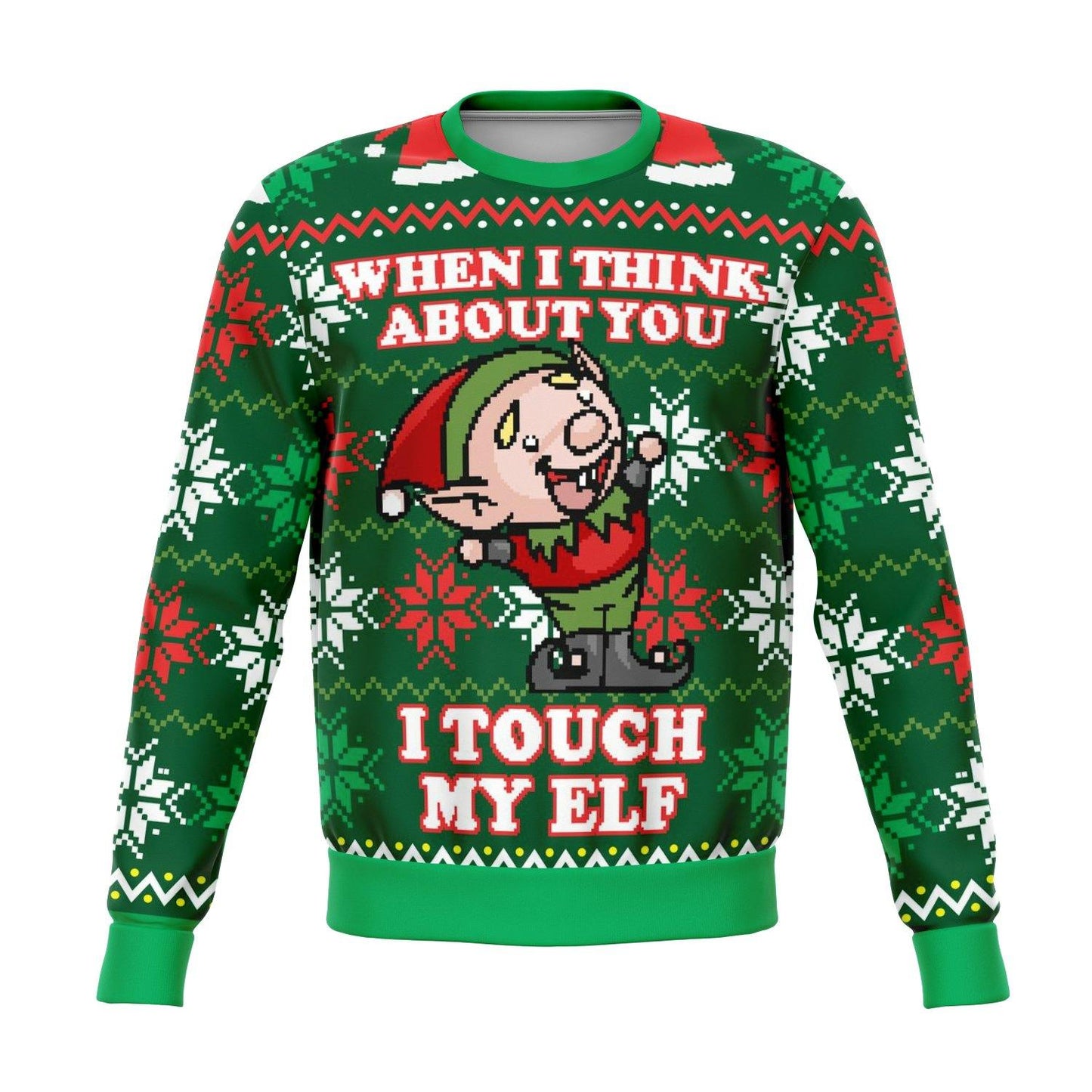 I Touch My Elf Offensive Ugly Christmas Sweater - OnlyClout