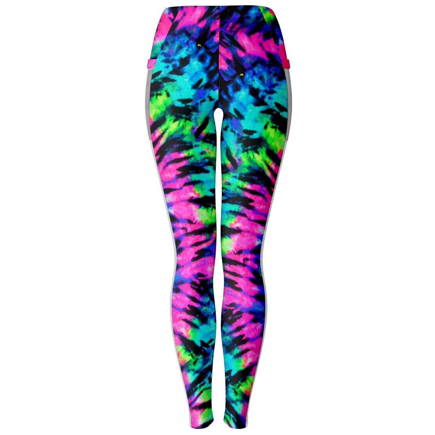 Neon Tie Dye Music Festival Poket Leggins - OnlyClout