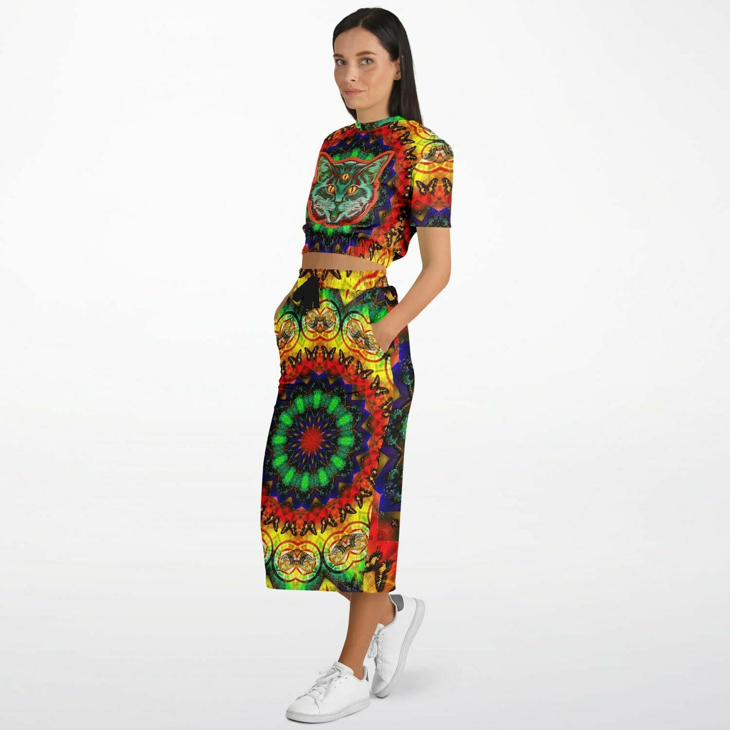 Mandala Cat Womens Full Festival Body Outfit