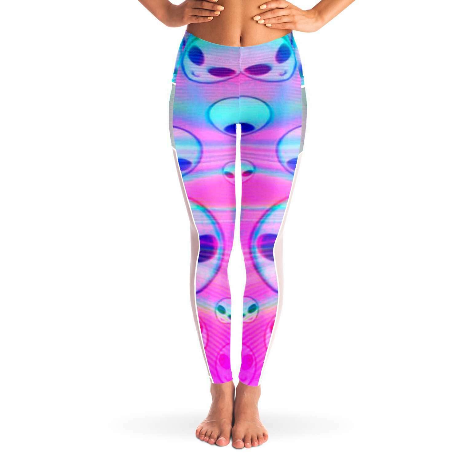 Alien Trippy Music Festival Pocket Leggins - OnlyClout