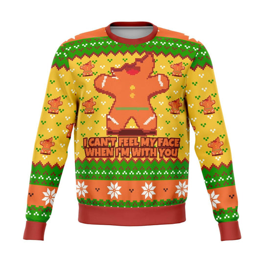 I Cant Feel My Face When I'm With You Funny Ugly Christmas Sweater - OnlyClout