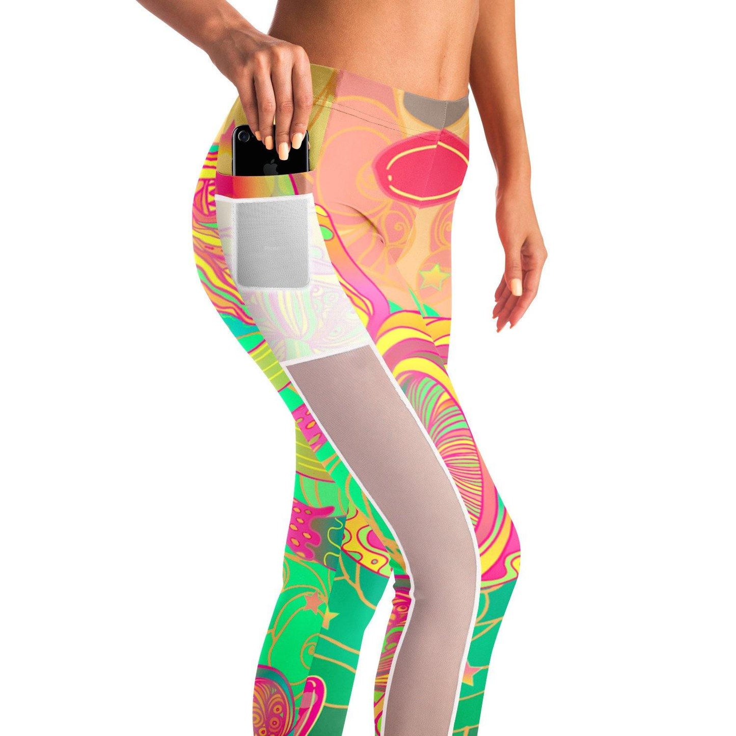 Mushroom Love Music Festival Pocket Leggins - OnlyClout