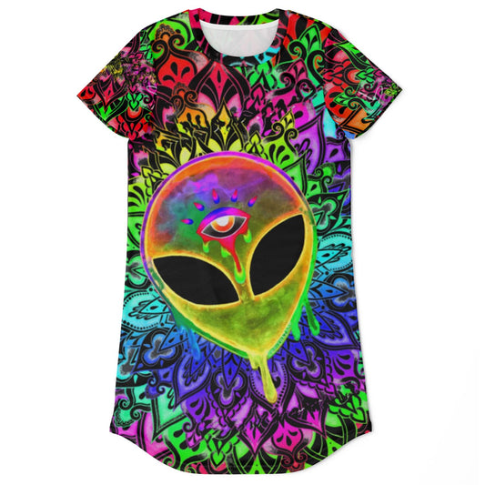 Psychedelic Alien T-Shirt Dress