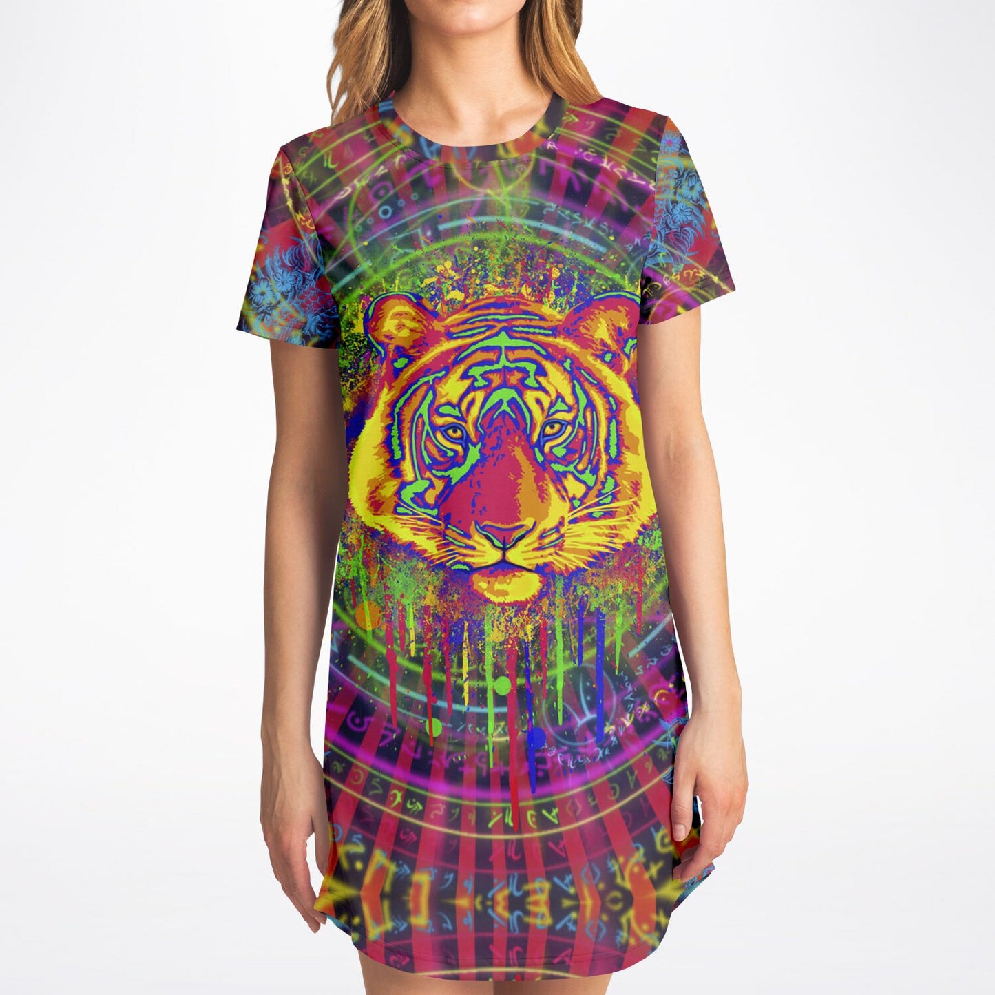 Psychedelic Tiger T-Shirt Dress