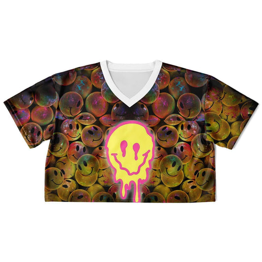  Drippy Smile Rave Cropped Football Jersey, [music festival clothing], [only clout], [onlyclout]