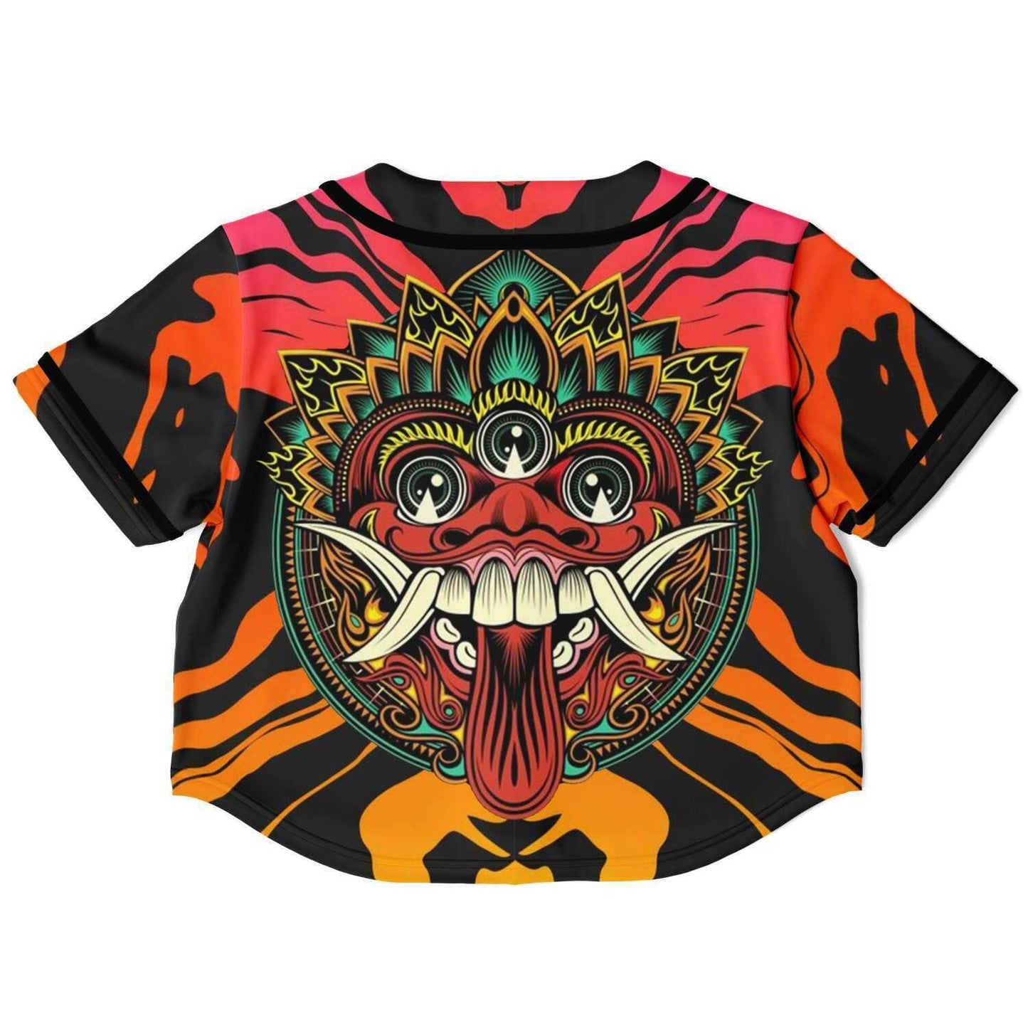  Balinese Mask Rave Cropped Baseball Jersey, [music festival clothing], [only clout], [onlyclout]