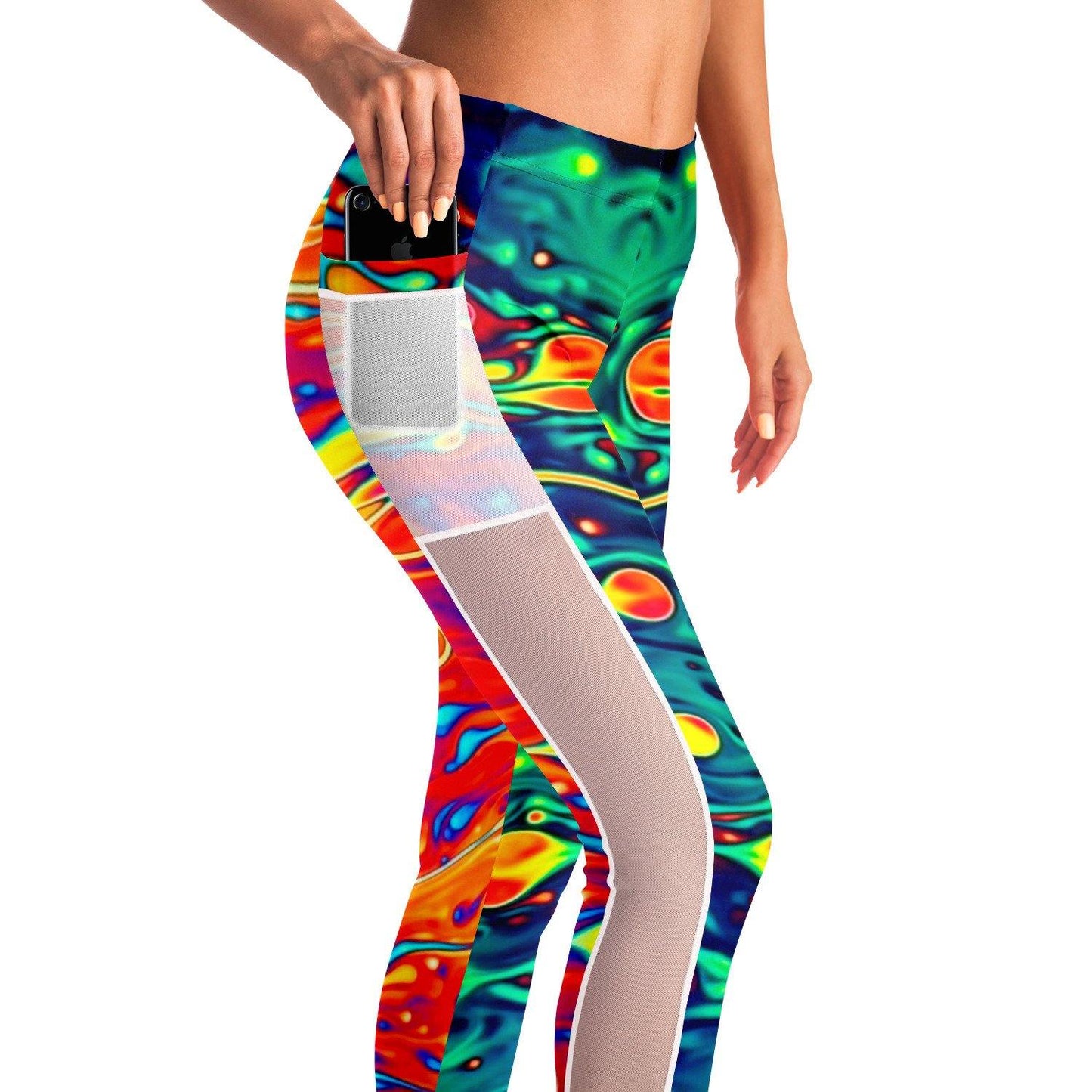 Trippy Oil Aura Music Festival Pocket Leggins - OnlyClout