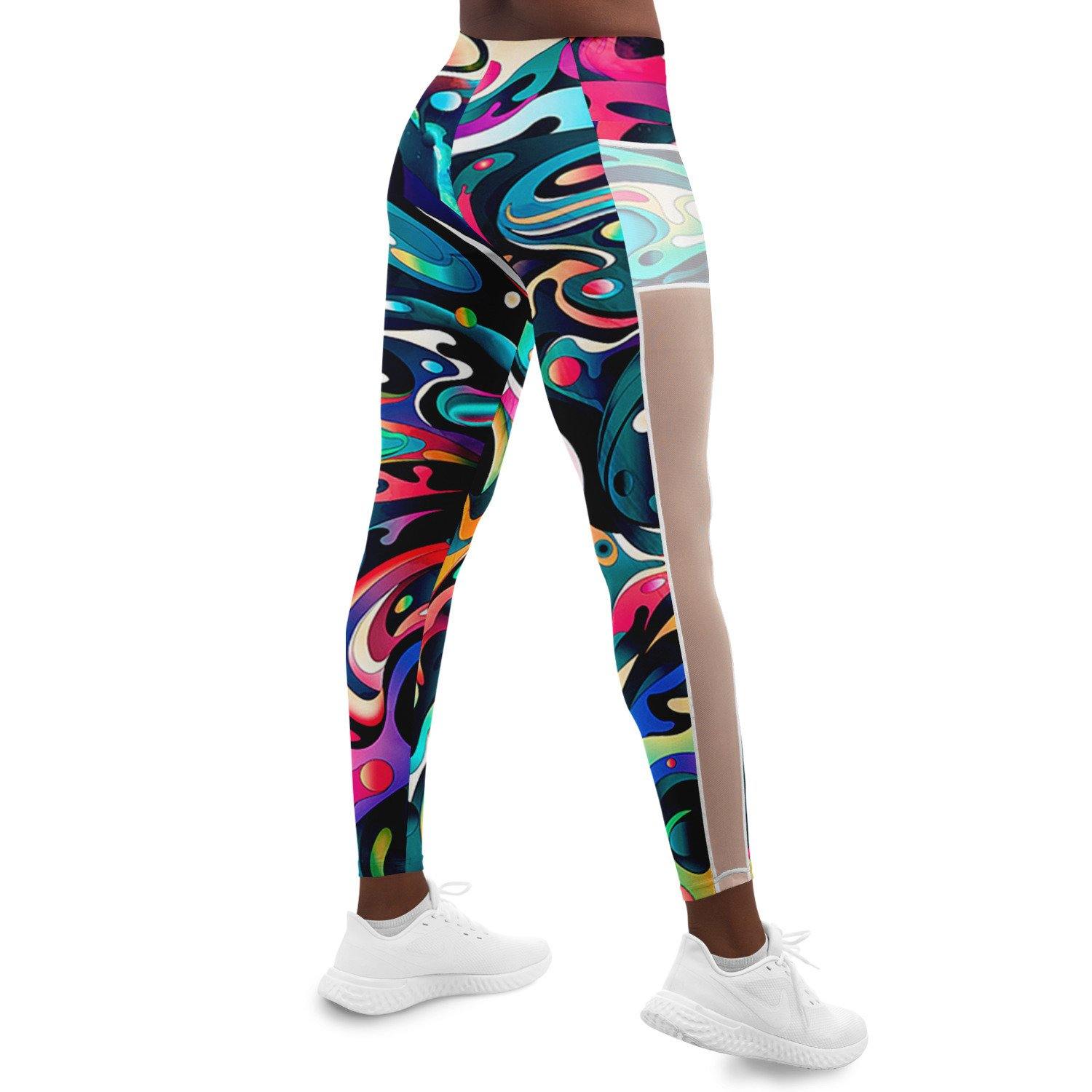 Trippy Fluid Music Festival Pocket Leggins - OnlyClout