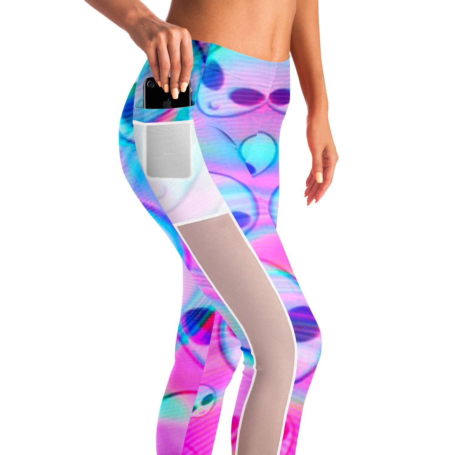 Alien Trippy Music Festival Pocket Leggins - OnlyClout