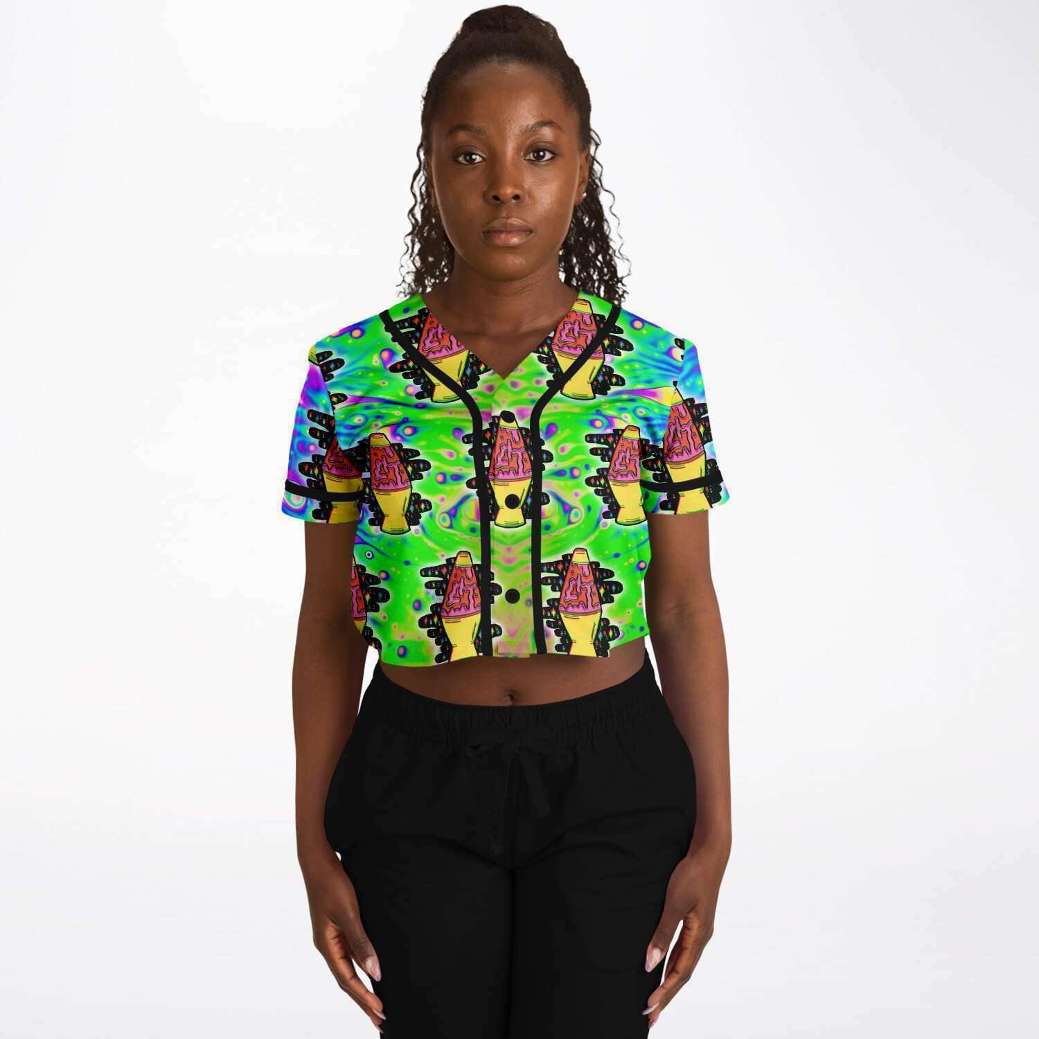  Trippy Lamp  Rave Cropped Baseball Jersey, [music festival clothing], [only clout], [onlyclout]