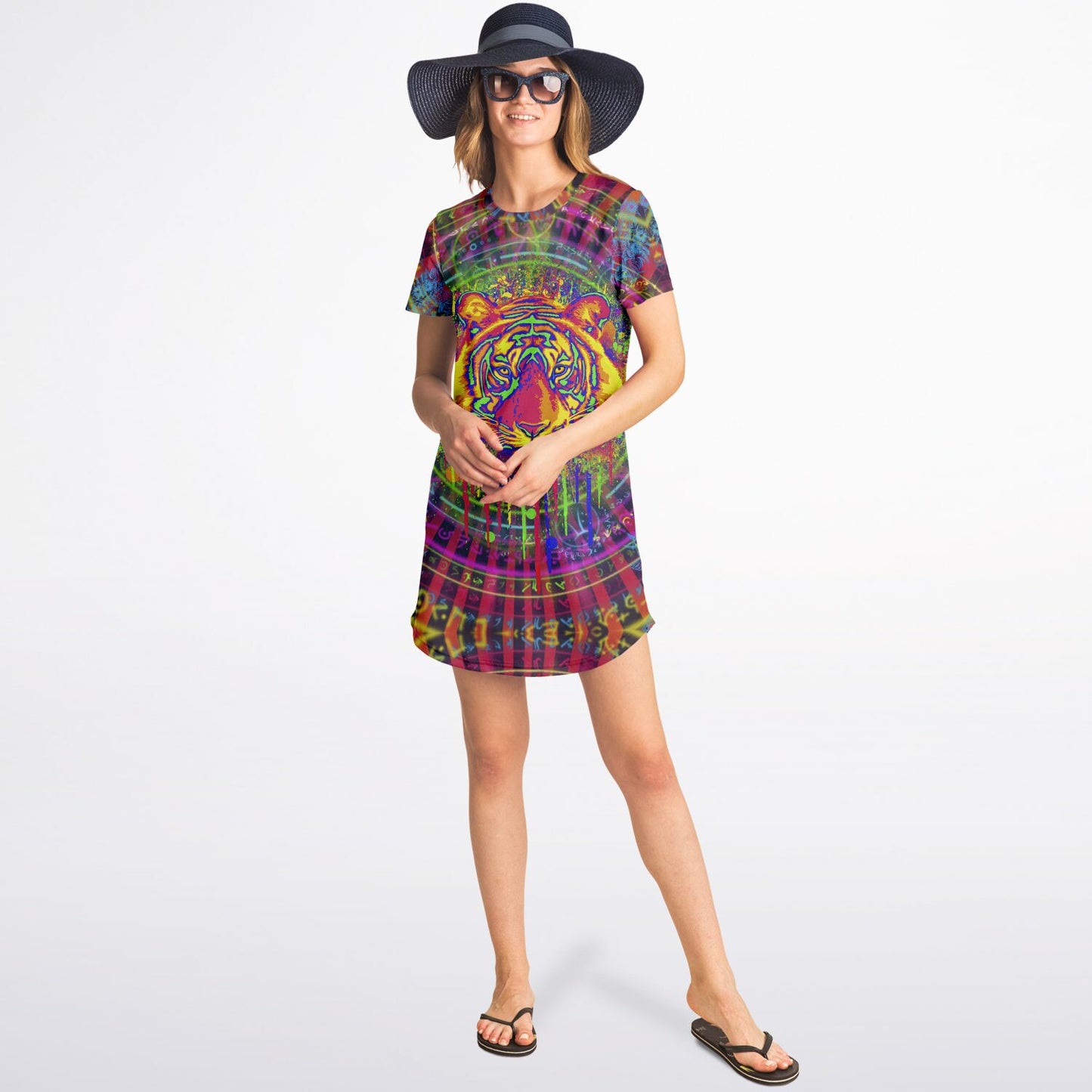 Psychedelic Tiger T-Shirt Dress