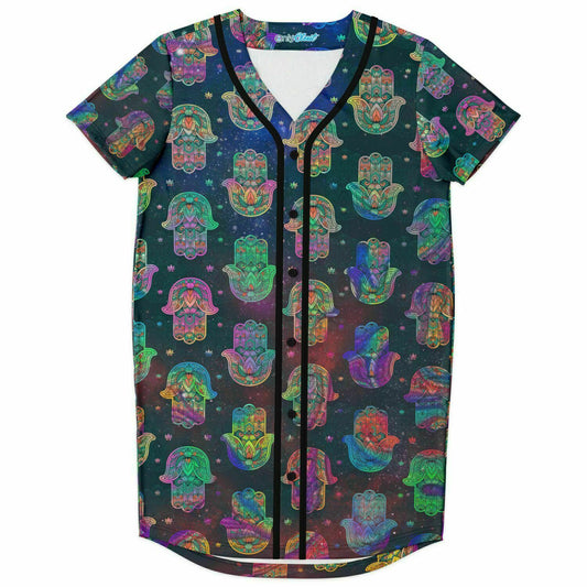 Colorful Space Hamsa Baseball Jersey Dress