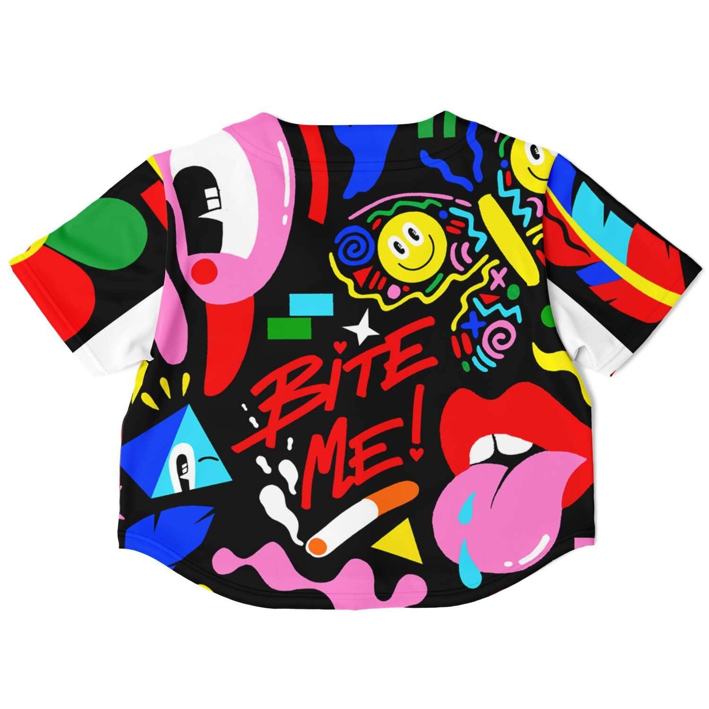  Bite Me Rave Cropped Baseball Jersey, [music festival clothing], [only clout], [onlyclout]