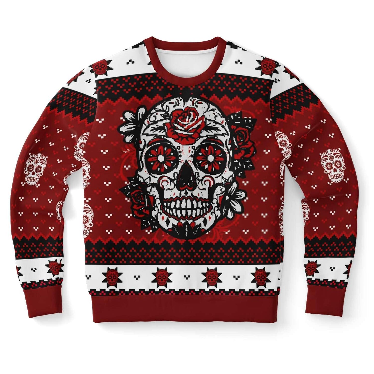 DAY OF THE DEAD RED UGLY CHRISTMAS SWEATER - OnlyClout