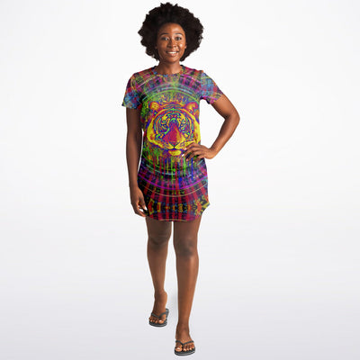 Psychedelic Tiger T-Shirt Dress