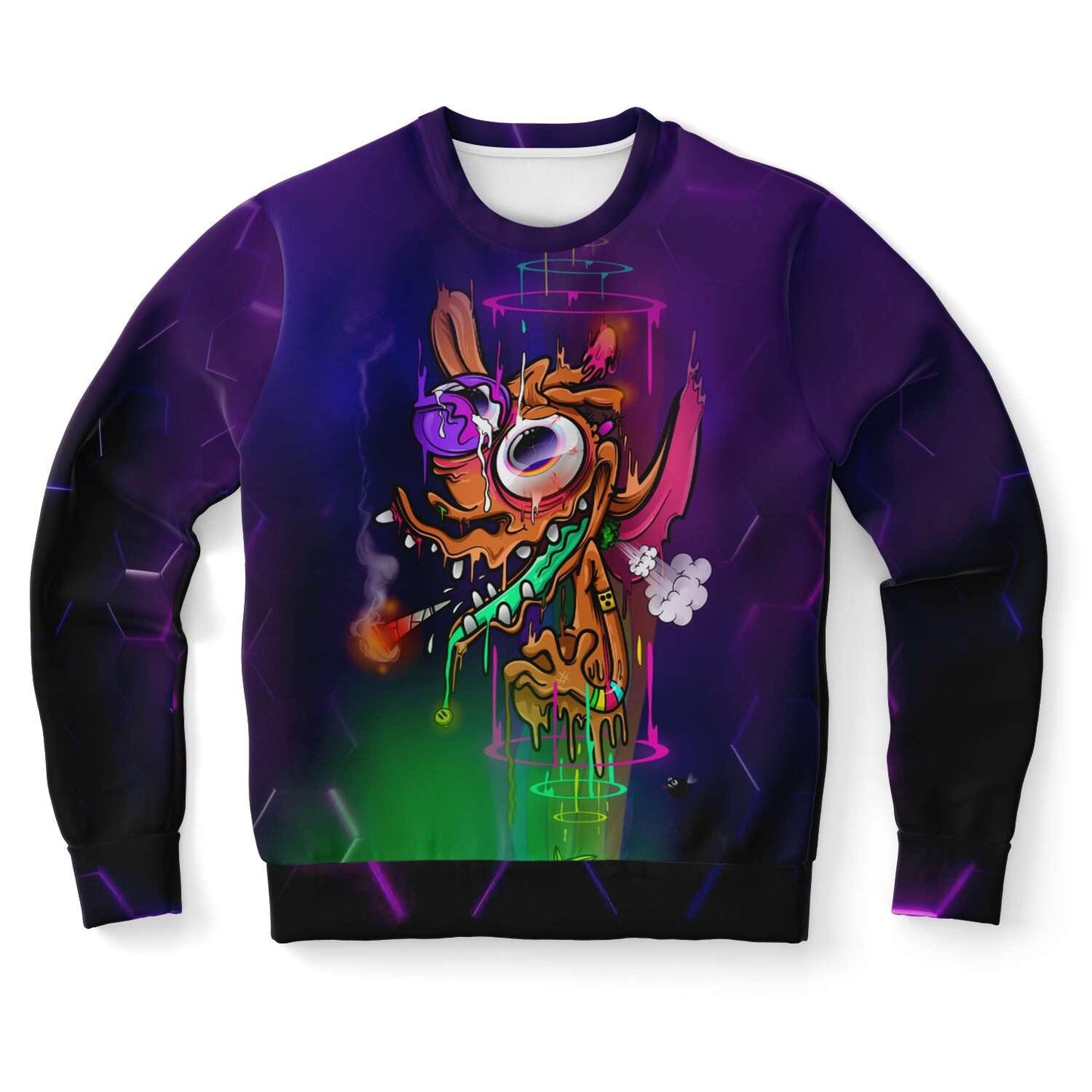  Bad Trippy Dog Holographic Sweatshirt, [music festival clothing], [only clout], [onlyclout]