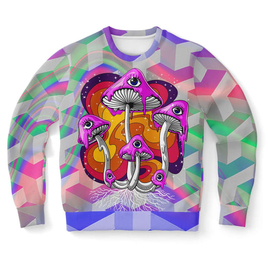  Magic Mushrooms Holographic Sweatshirt, [music festival clothing], [only clout], [onlyclout]