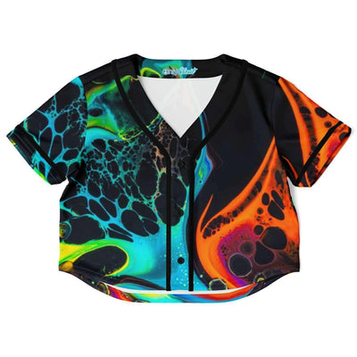 Moon Acid Rave Rave Cropped Baseball Jersey, [music festival clothing], [only clout], [onlyclout]