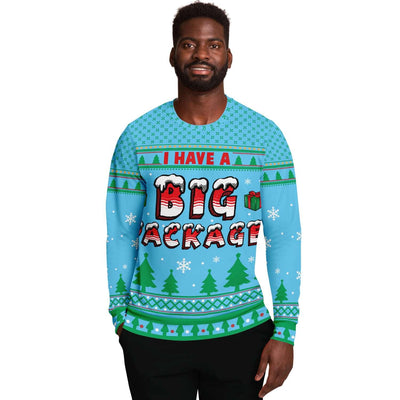 Big Package Naughty Meme Holiday Ugly Christmas Sweater, [music festival clothing], [only clout], [onlyclout]