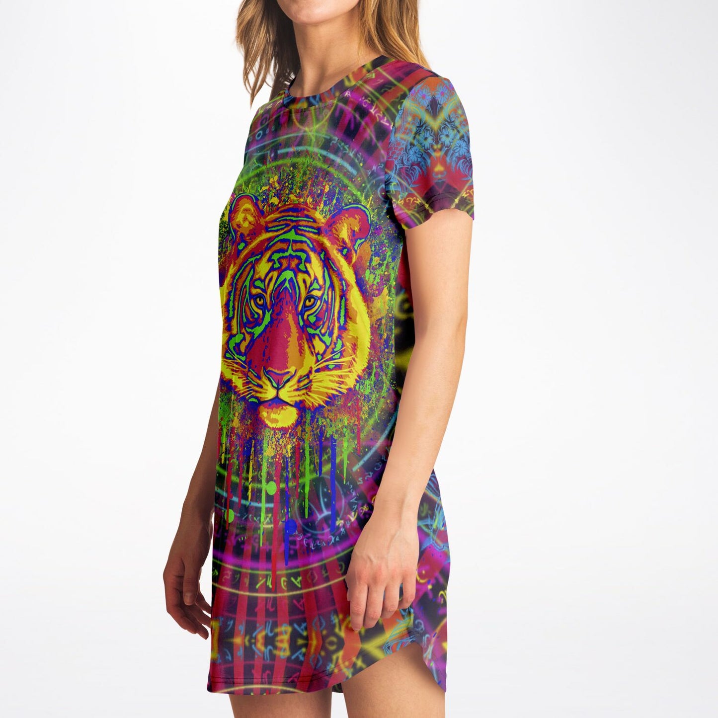 Psychedelic Tiger T-Shirt Dress