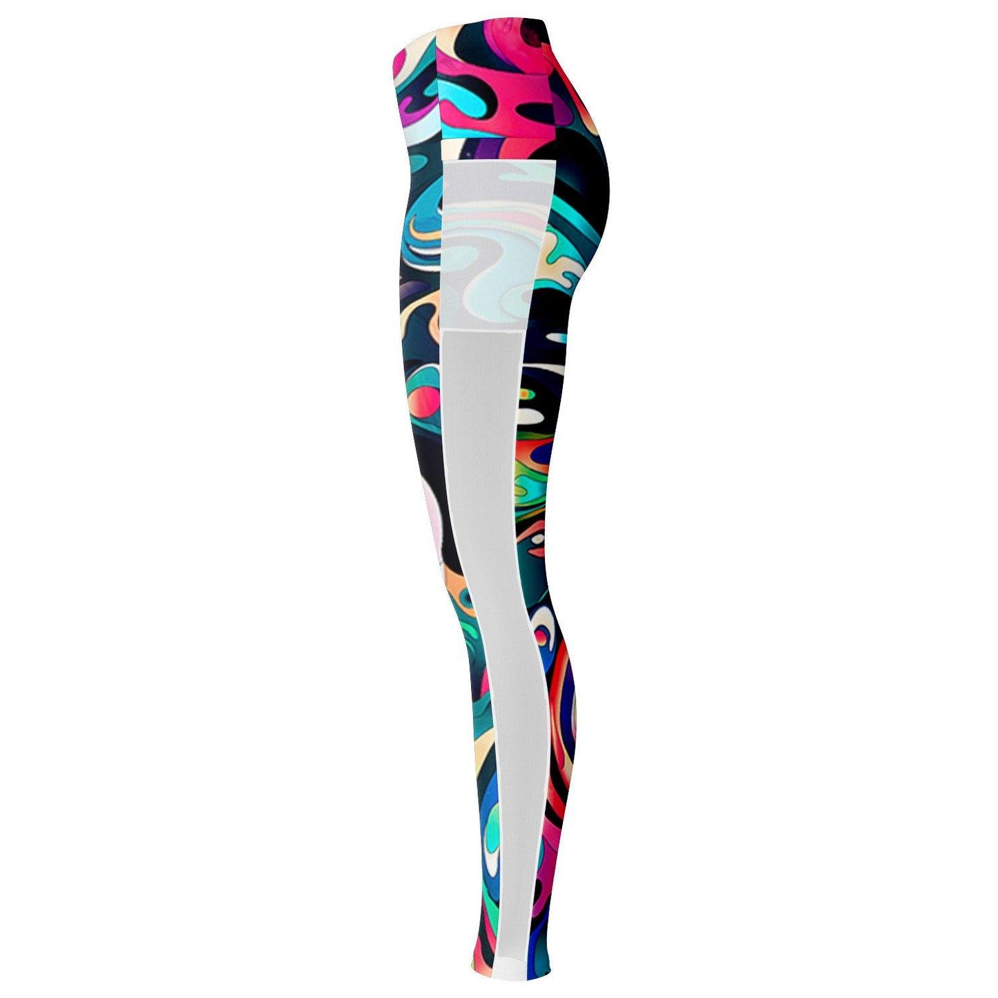 Trippy Fluid Music Festival Pocket Leggins - OnlyClout