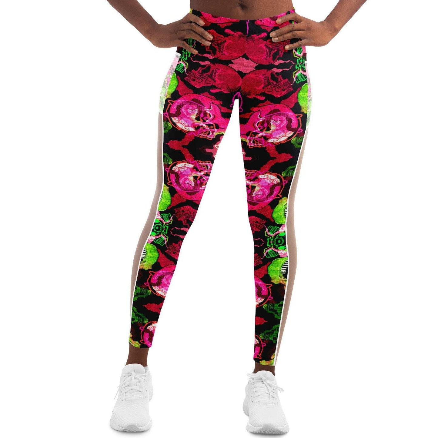 Colorful Trippy Skul Music Festival Pocket Leggins - OnlyClout