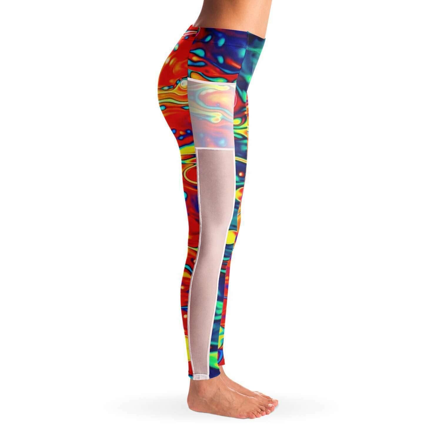 Trippy Oil Aura Music Festival Pocket Leggins - OnlyClout