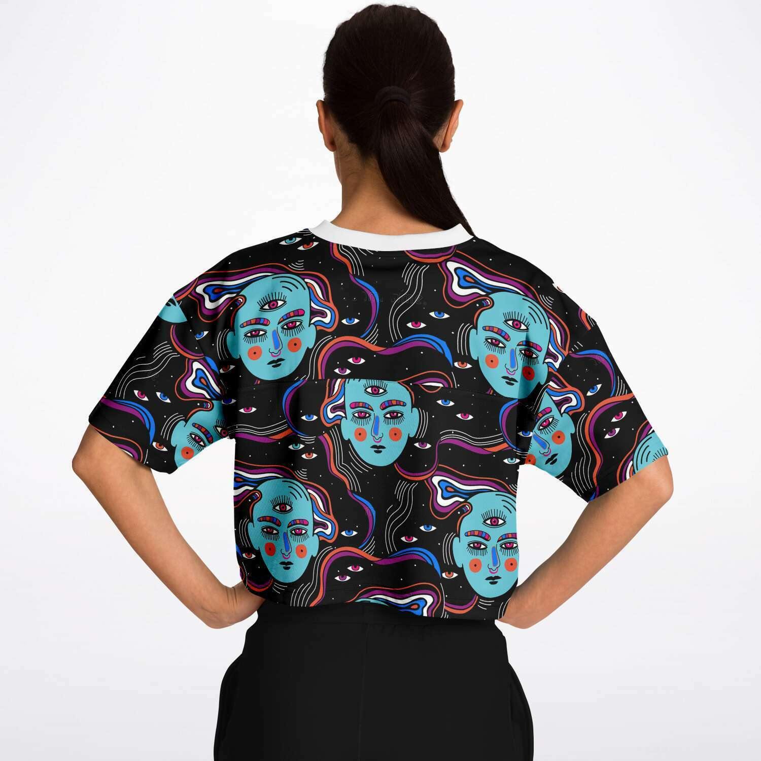  Third Eye Rave Cropped Football Jersey, [music festival clothing], [only clout], [onlyclout]