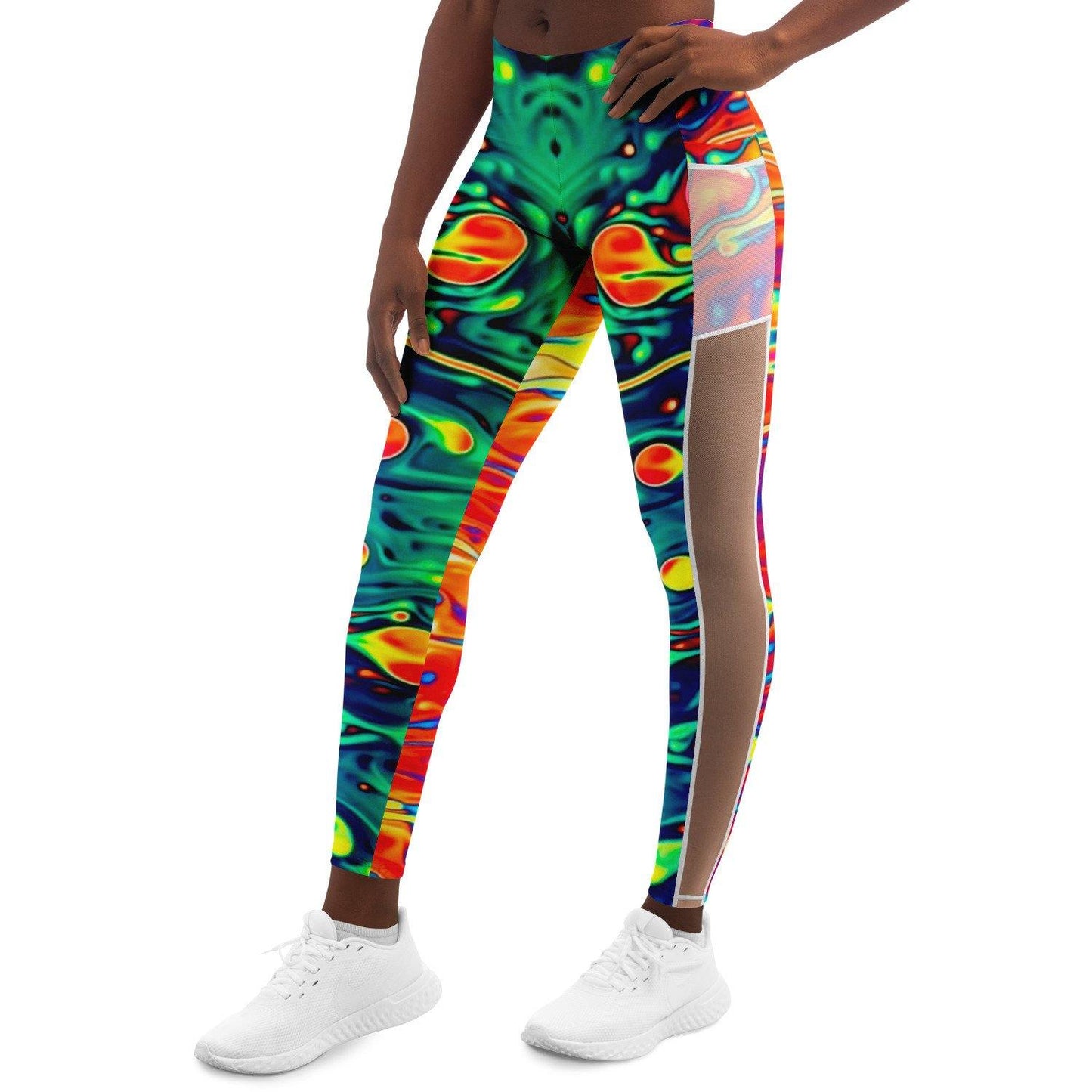 Trippy Oil Aura Music Festival Pocket Leggins - OnlyClout