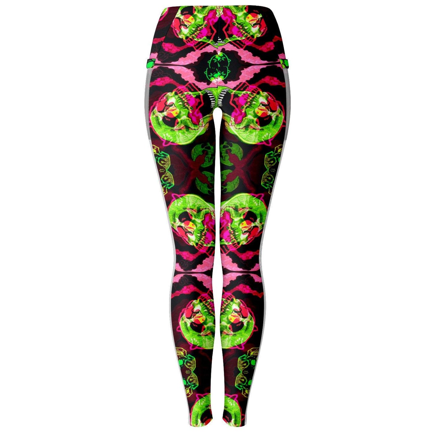 Colorful Trippy Skul Music Festival Pocket Leggins - OnlyClout