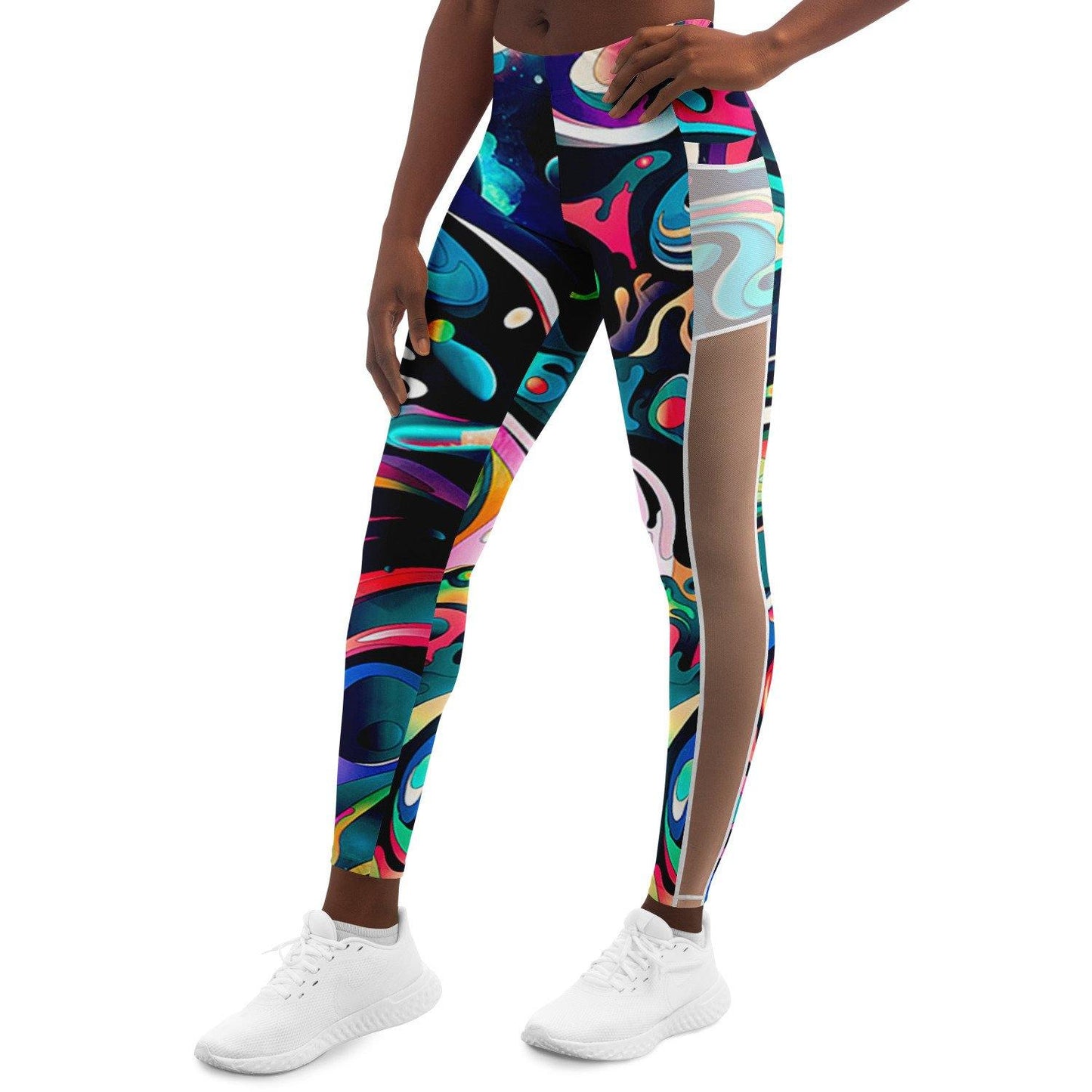 Trippy Fluid Music Festival Pocket Leggins - OnlyClout