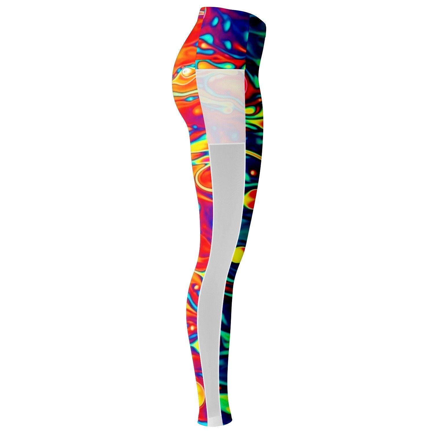 Trippy Oil Aura Music Festival Pocket Leggins - OnlyClout